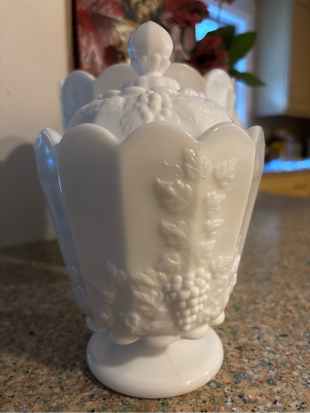 Westmoreland
White Milk Glass Decorative Covered Jar and Vase Set